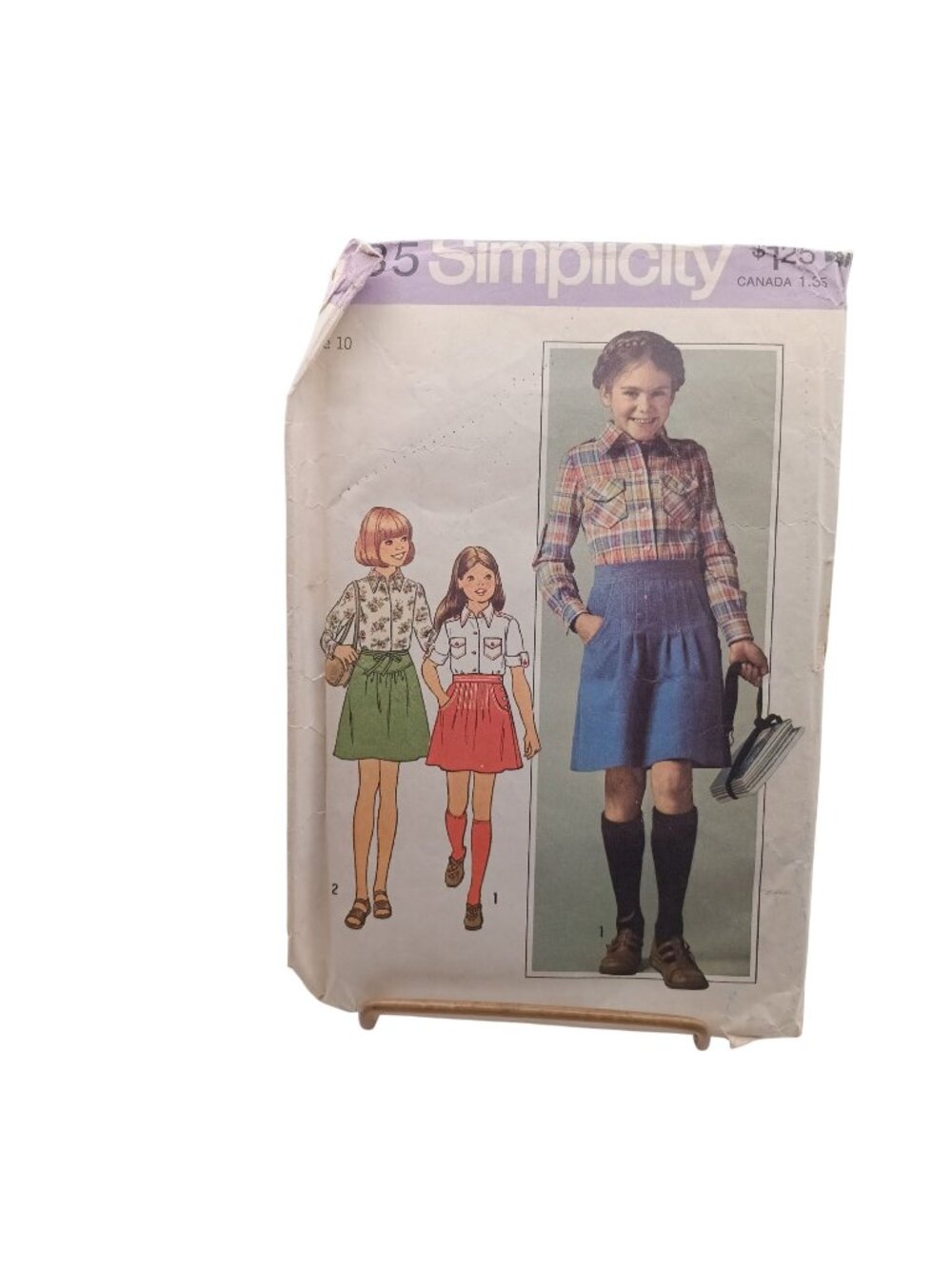 Simplicity 7635 Girls Shirt & Skirt Sewing Pattern Size 10 Vintage 1976